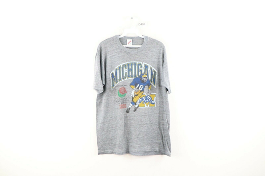 90S Mens Large Tri-Blend University Of Michigan Football Rose Bowl Shirt, T Bowl