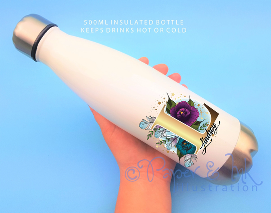 Bottle With Name, Water Bottle, School Initial Bowling Reusable Gift Idea, Personalised