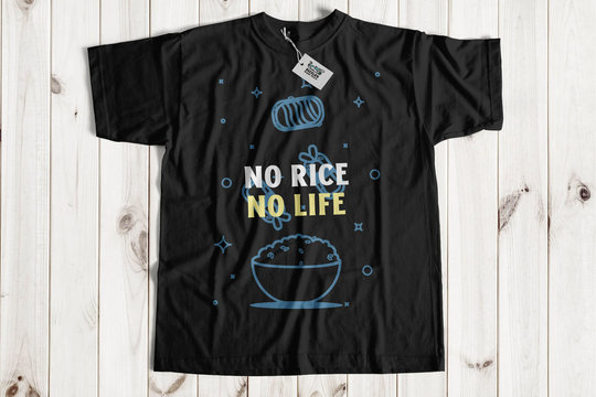 Unisex No Rice Life T-Shirt | Funny Asian, Chinese, Vietnamese, Korean Food Gift Dish Shirt