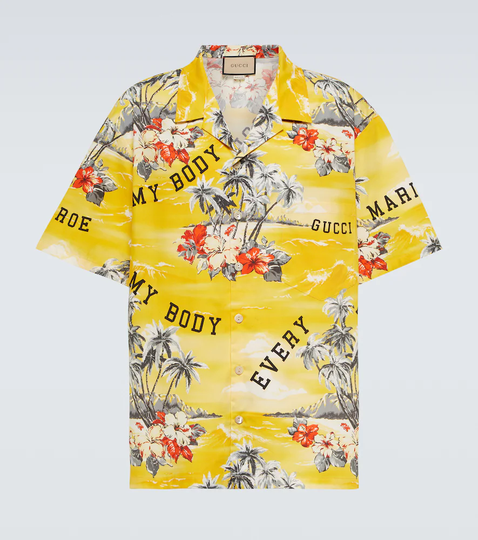 Printed cotton bowling shirt