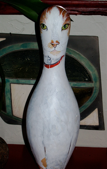 Custom Hand Painted Bowling Pin With Your Cats Pet Portrait On It All Breeds Of Cat Or Dog