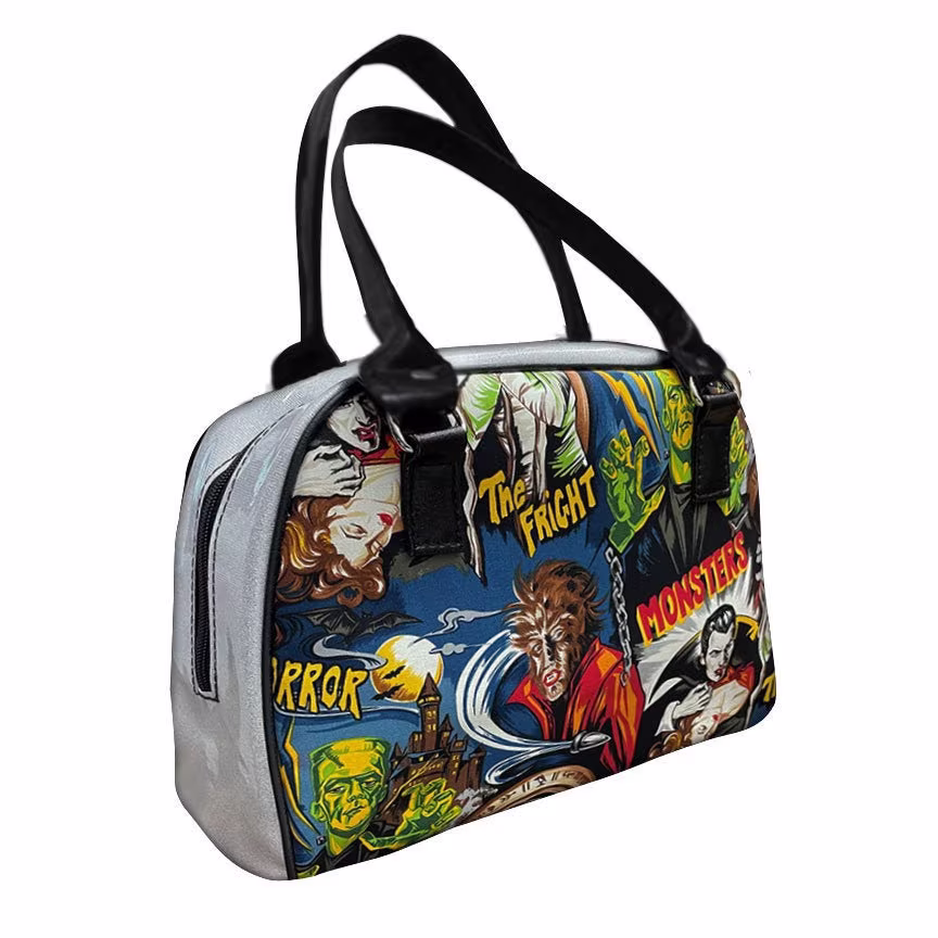 Us Handmade Handbag Large Bowler Bag Satchel Style With "Monster
