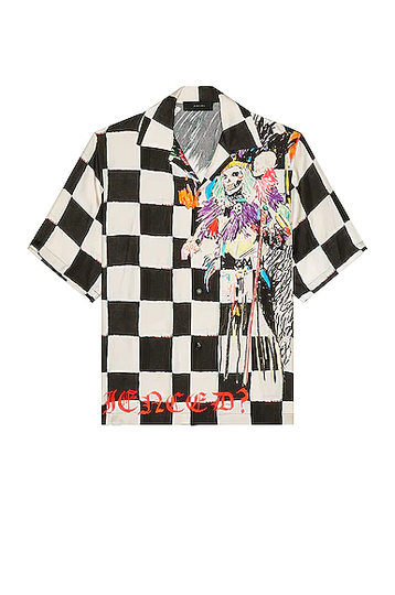 Amiri Wes Lang Skull Bowling Shirt in Multi - Black. Size M (also in ).