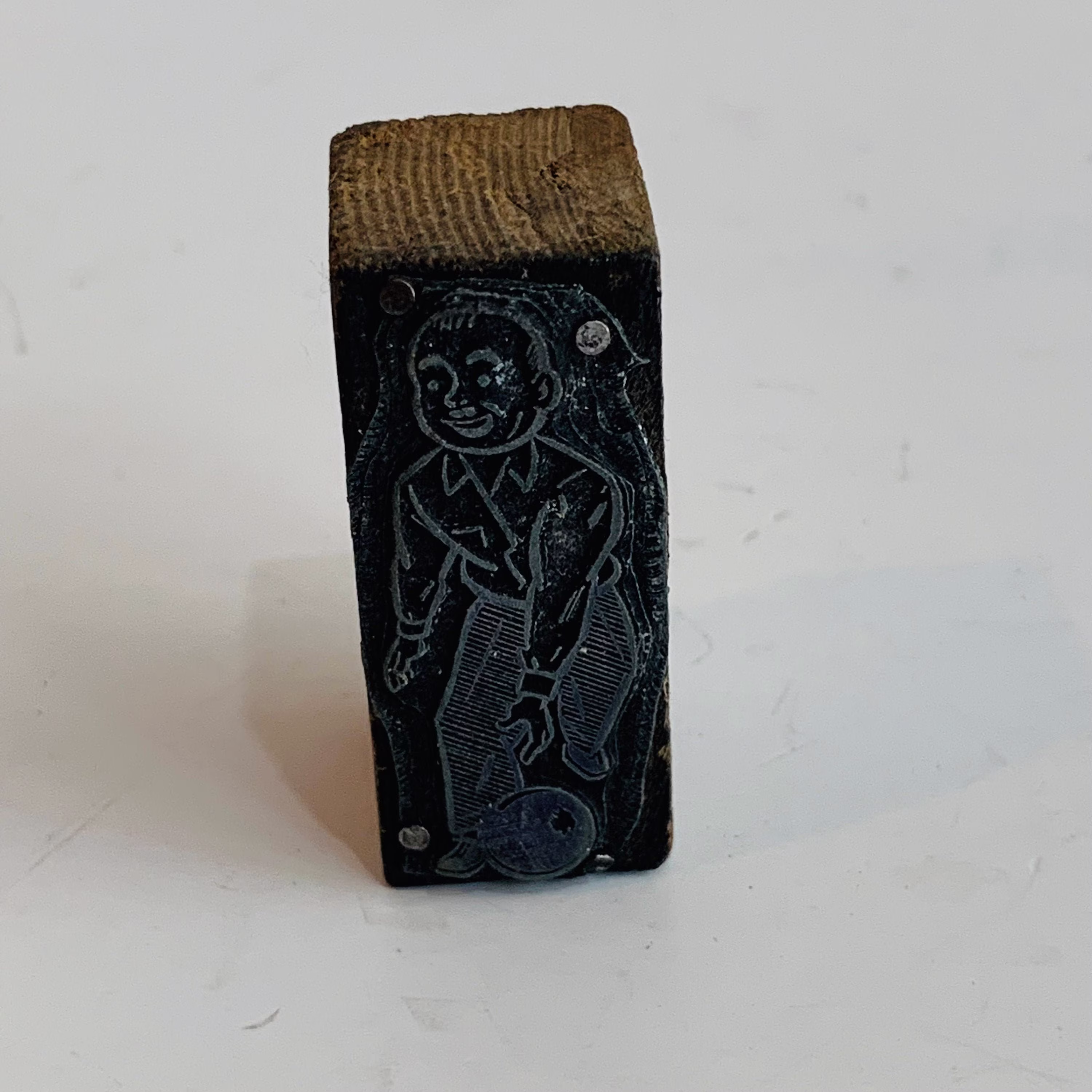 Vintage Newspaper Printing Plate, Bowling