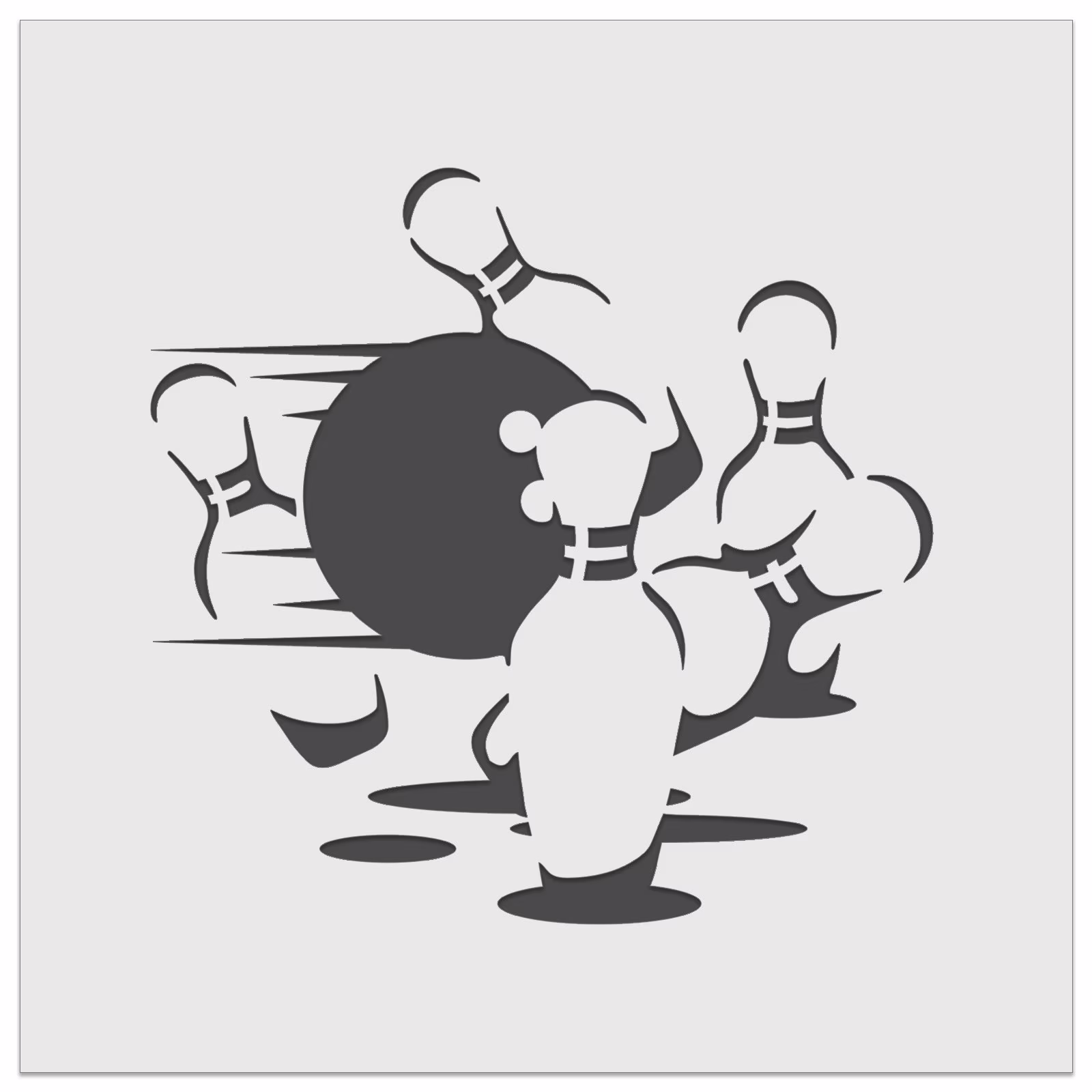 Bowling Ball Knocking Over Pins Wall Cookie Diy Craft Reusable Stencil