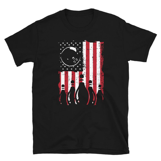 American Flag Bowling Shirt, Patriotic T Us Tshirt, Unique Gift, Bowler Gift Lover