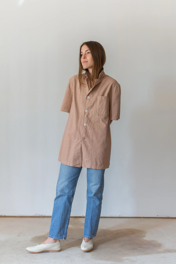 The Willet Shirt in Dusty Pink | Vintage Button Up Short Sleeve Work S M Overdye