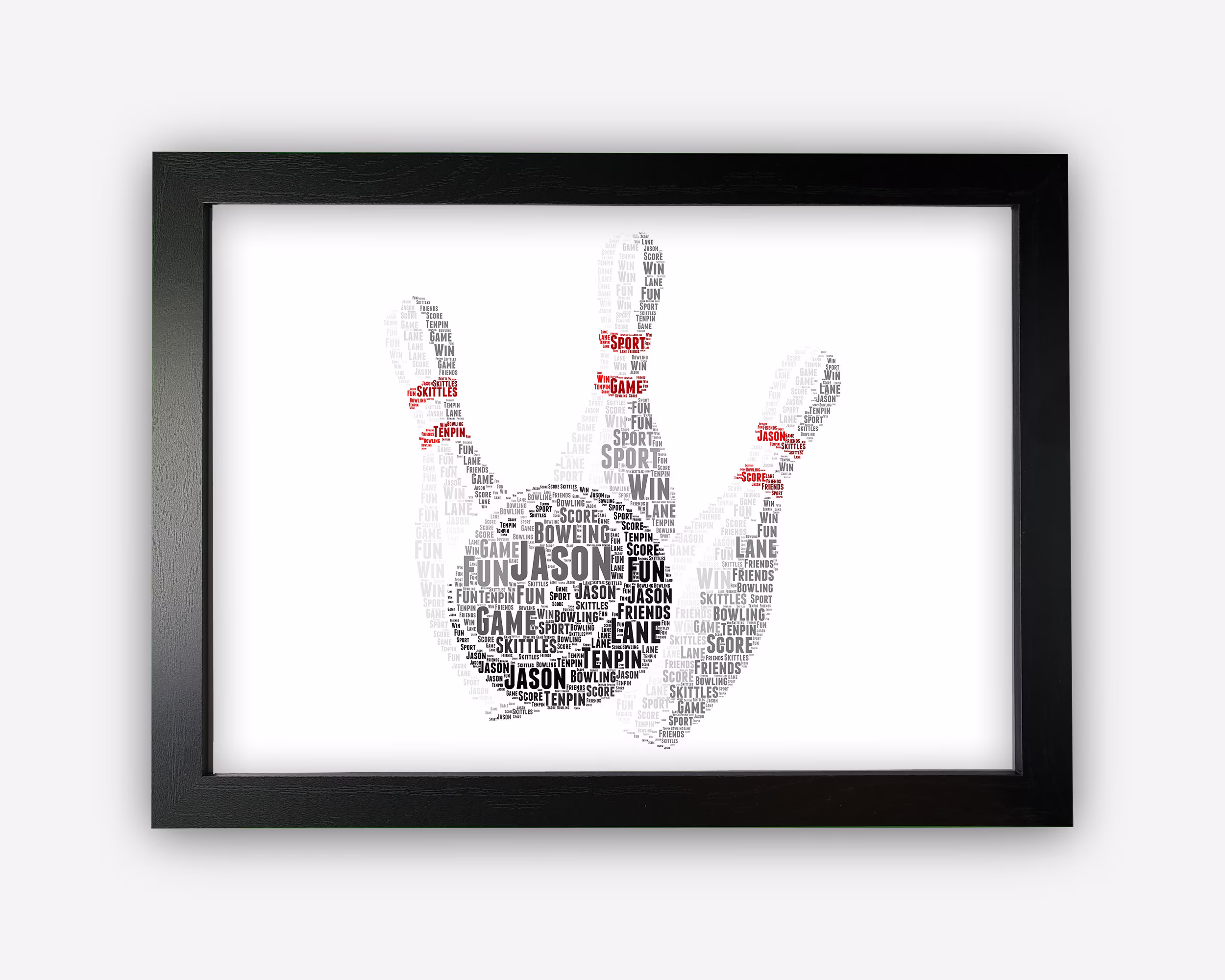 Personalised Bowling Pins Skittles Ball Bowler Team Player Gift Word Art Wall Room Decor Prints Np172