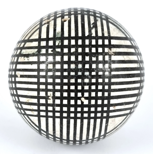 Traditional Antique, Carpet Ball, Scottish Bowl, Line Pattern, Plaid Home Game, Decorative, Black & Whtie