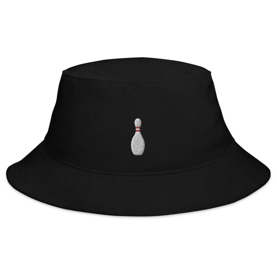Bowling Pin Embroidered Bucket Hat, Handmade Unisex Adult Cotton Sun Summer Hat Gift