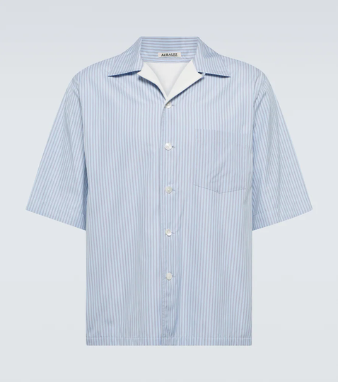 Striped cotton bowling shirt