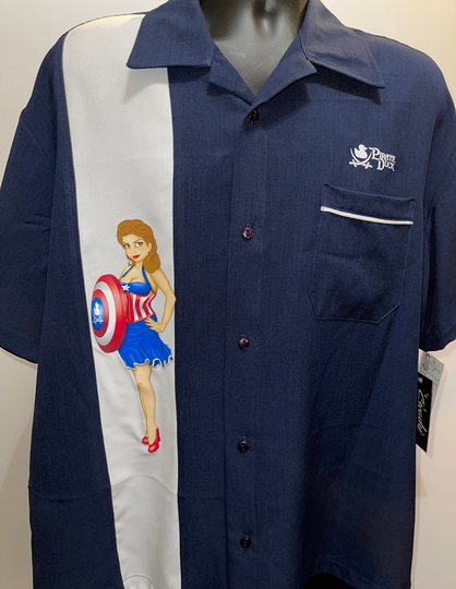 Capt. America Retro Wear Bowling Shirt
