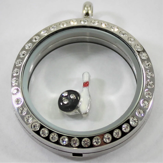 Bowling Ball & Pin Floating Charm For Glass Locket