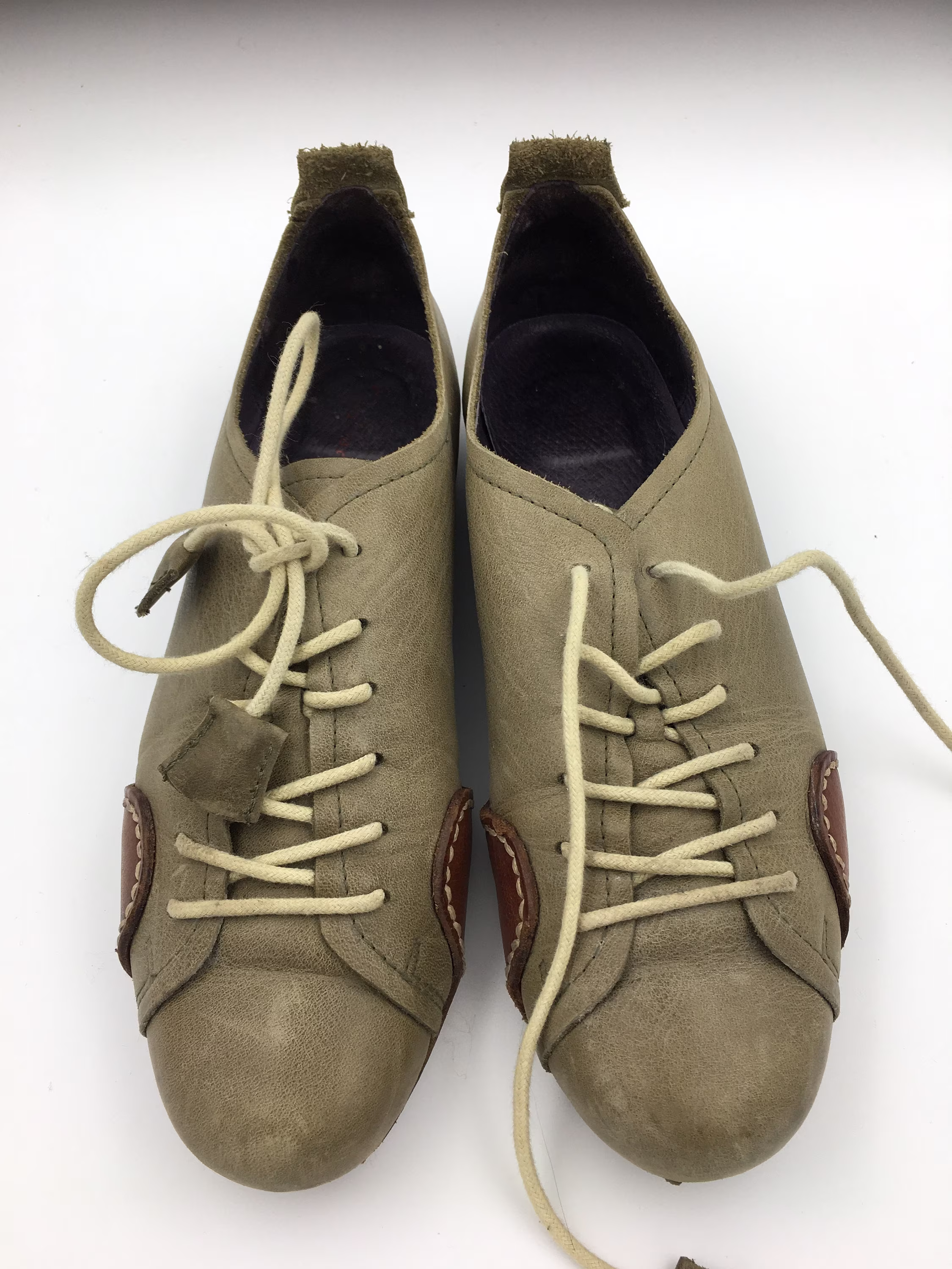 Womens Leather Flats | Lace Up Shoes Fancy Bowling Style Shoe 2 Toned Size Eu 37