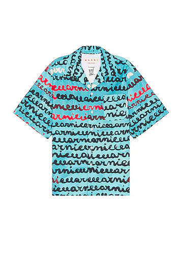 Marni Bowling Shirt in Turquoise - Teal. Size 48 (also in 46, 52).