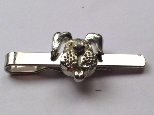 Cute Cartoon Style Puppy Dog Tg469 Fine English Modern Pewter On A Tie Clip | Slide Made From