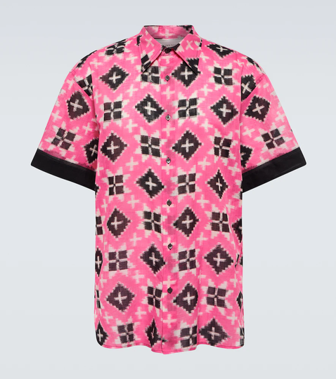 Cotton ikat bowling shirt