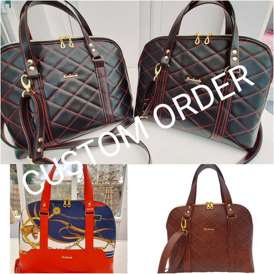 Custom Order Bowlerbag, Faux Leather & Fabric With Waterproof Inner Detachable Crossbody Strap Made Just For You. Work Bag, Bag Lover