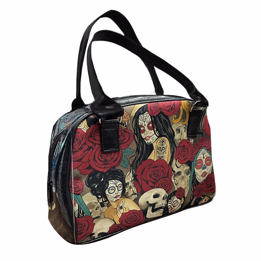 Us Handmade Handbag Medium Bowler Bag Satchel Style With "Vintage Nocturna
