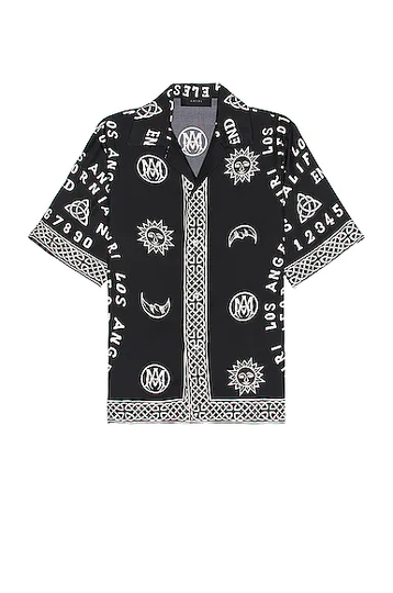Amiri Ouija Board Bowling Shirt in Black - Black. Size S (also in M, XL/1X).