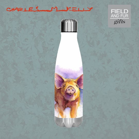 Pig, Insulated Water Bottle, Keeps Your Drink Hot Or Cold Art By Charles M Kelly