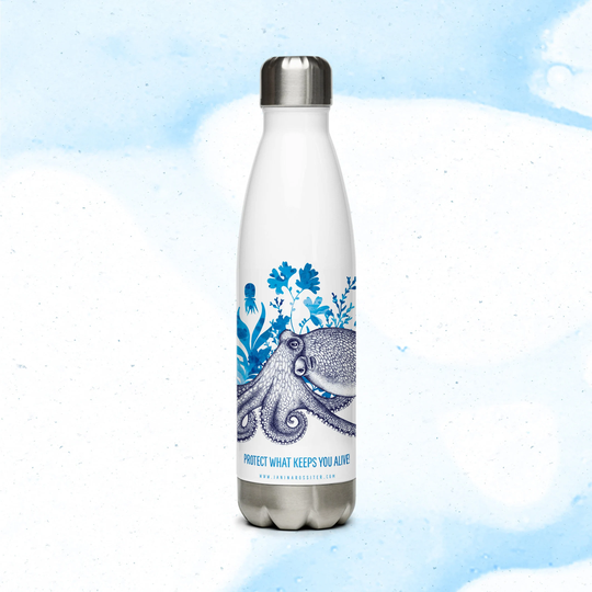 Water Bottle, Double-Walled Stainless Steel | 500 Ml - Coconut Octopus Design Protect What Keeps You Alive Collection