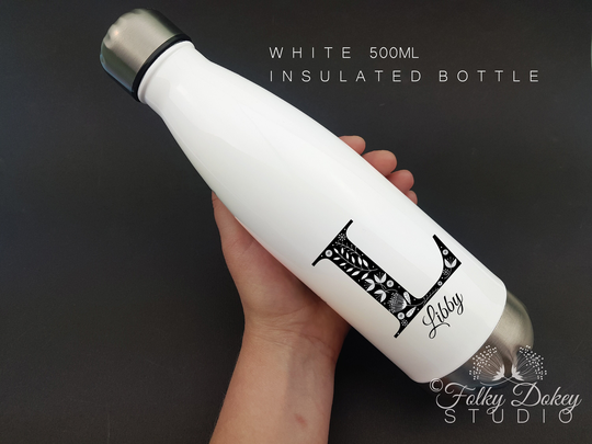 Personalised Bottle, Initial Bottle With Name, Pretty Lettering, Initial, Ladies Gift, Best Friend Sister Gift
