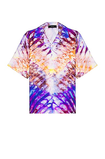 Amiri Tie Dye Bowling Shirt in Purple - Purple. Size XL/1X (also in S, M, L).