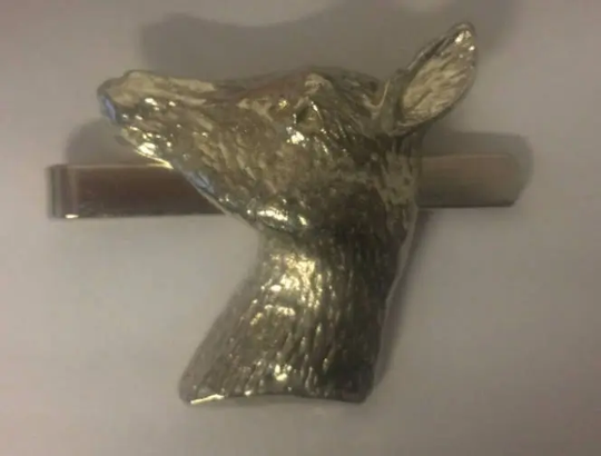 Deer Head Tg439 Fine English Modern Pewter On A Tie Clip | Slide Made From