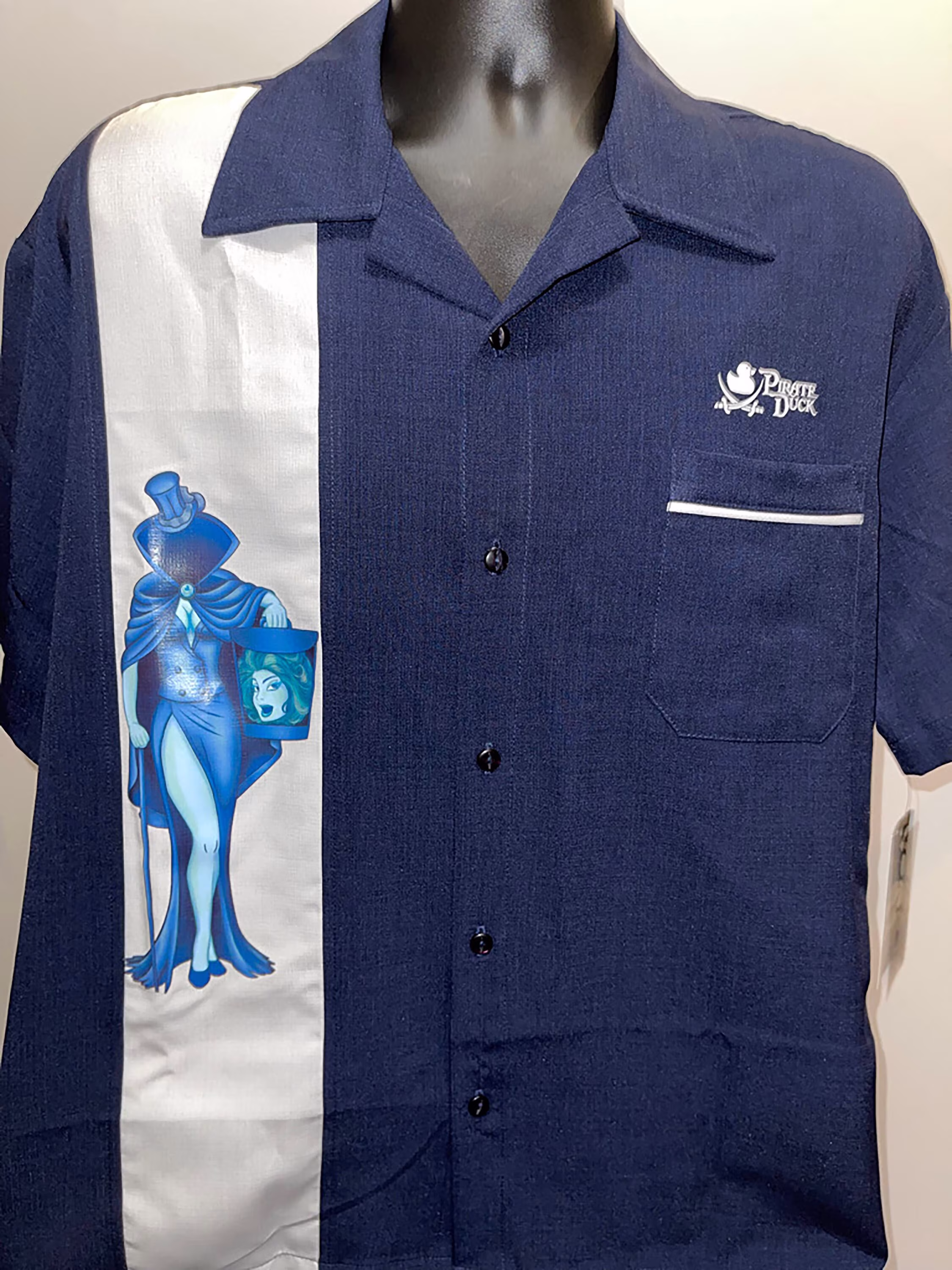Haunted Mansion Hat Box Ghost Retro Wear Bowling Shirt