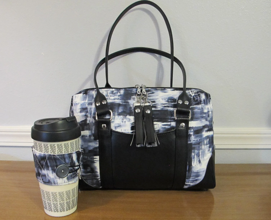 Colette Bowler Bag - Handbag Shoulder Black Vinyl Cotton Fabric