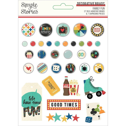 Simple Stories Family Fun Self Adhesive Brads