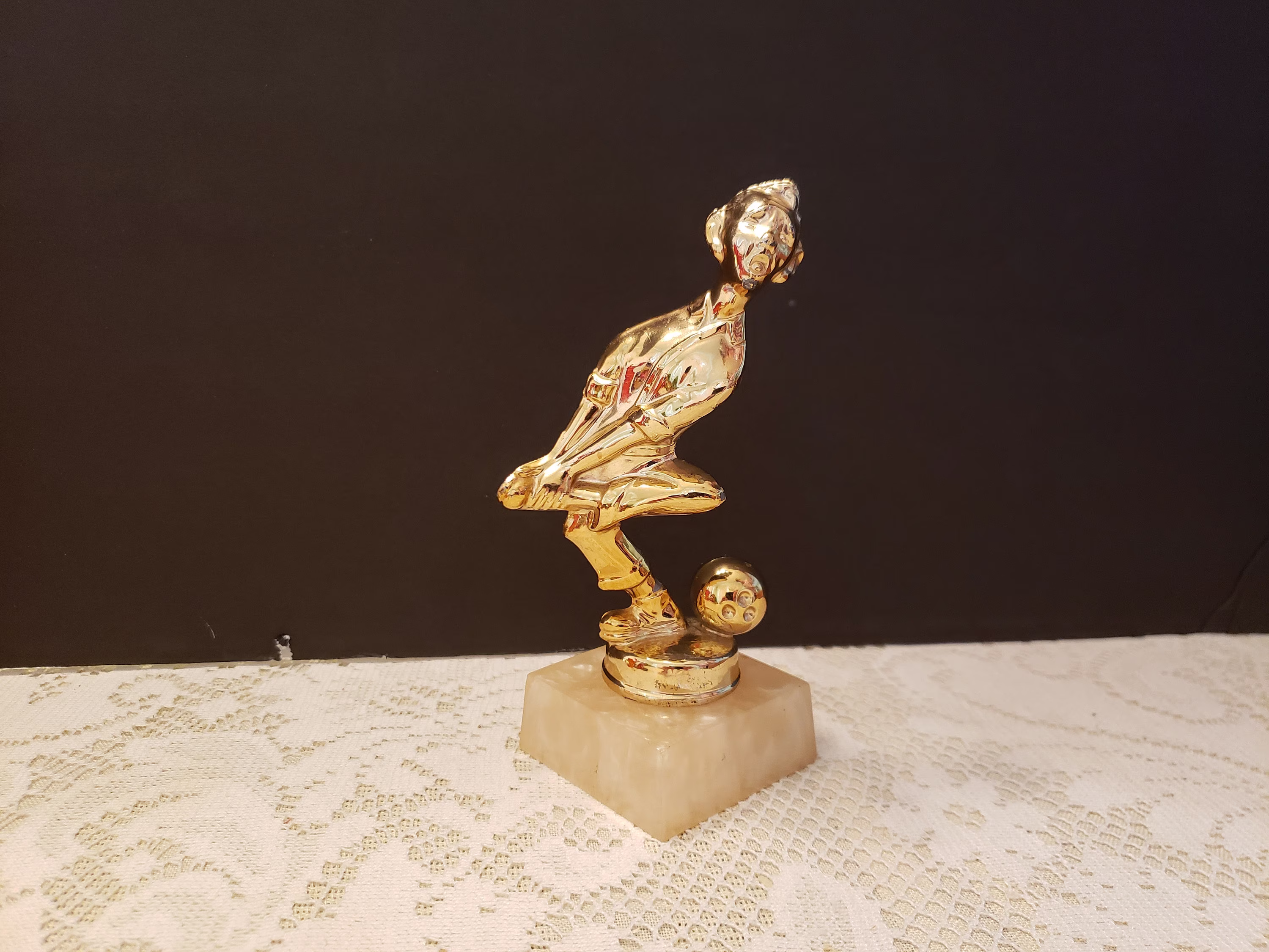 Vintage 1960's Metal & Lucite Humorous Bowling Trophy - Lady's