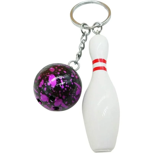 Fashion Bowling Ball Pendant Keychain Bag Car Hanging Ornament Key Ring Holder Gifts for Boy Friend Purple