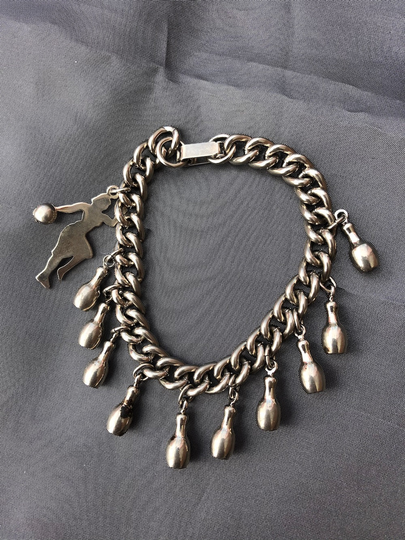 Vintage 1950S 1960S Bowling Charm Bracelet 7 Inches