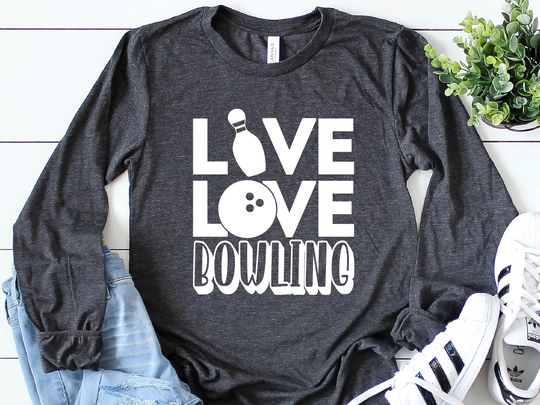 Bowling Long Sleeve Shirt, Live Love Gift, T-Shirt, Gift Birthday Vintage