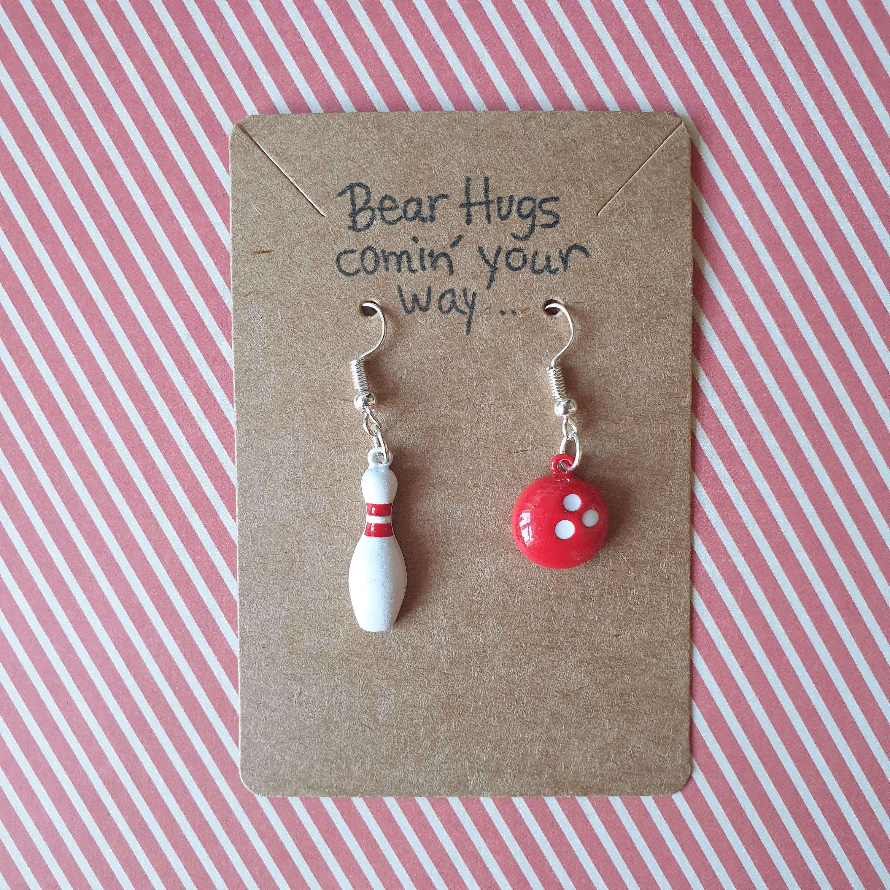 Bowling Earrings Quirky Jewellery Ball & Pins Skittles Unusual Gift