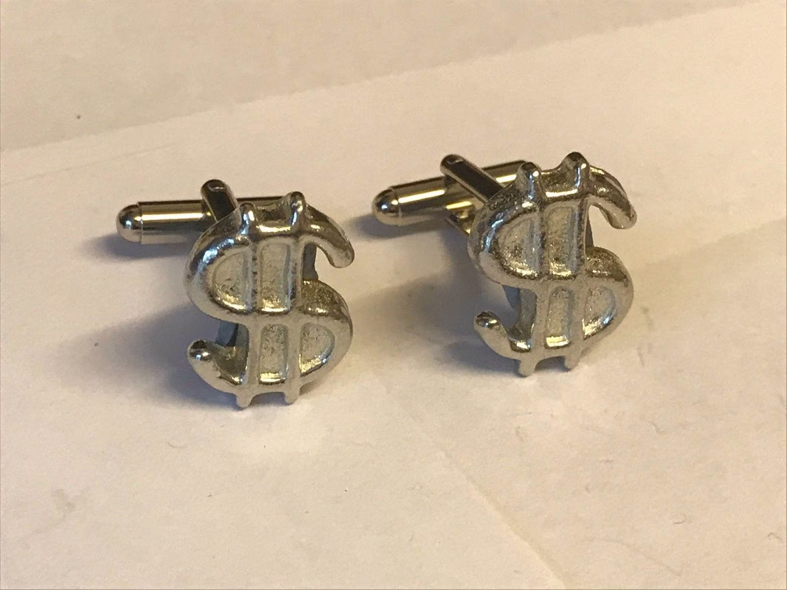 Dollar Sign Tg255 Pair Of Cufflinks Made From Fine English Modern Pewter
