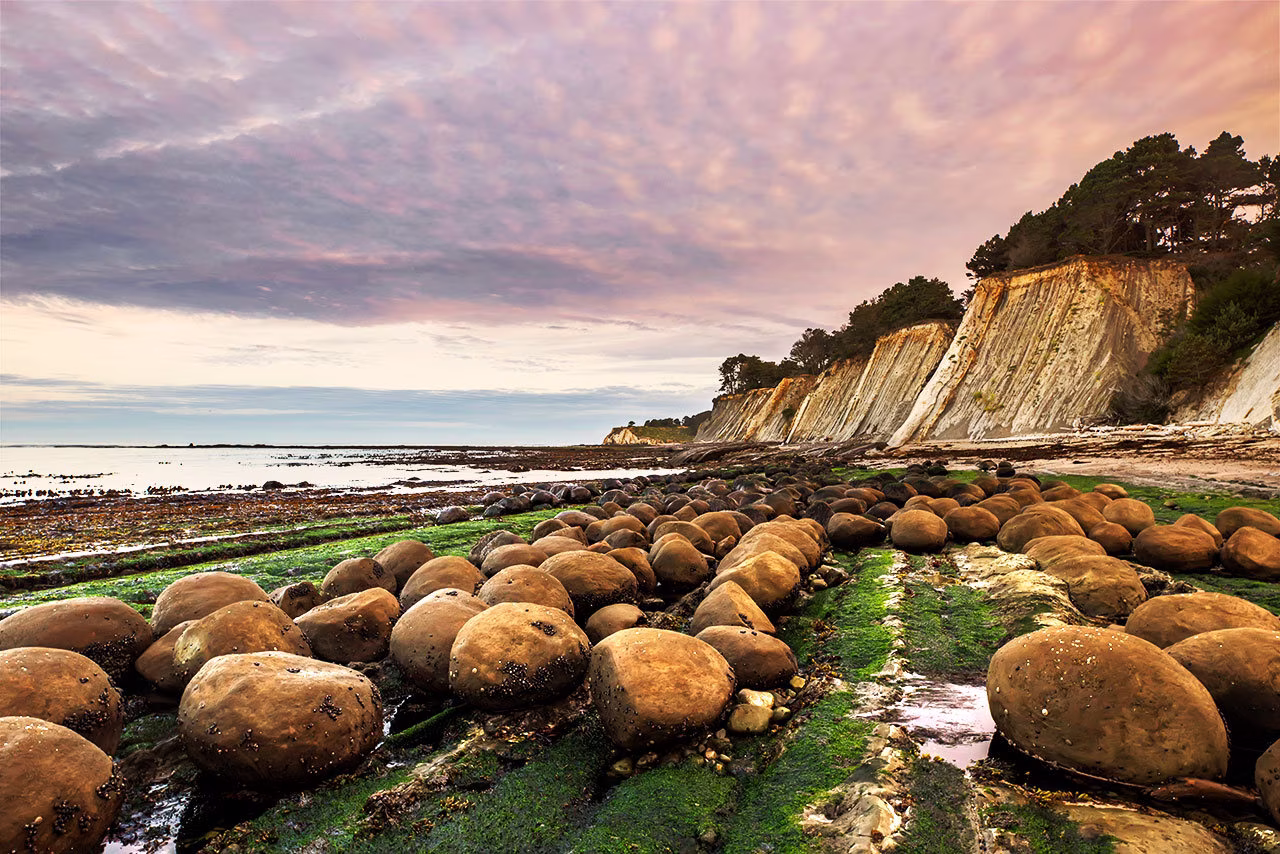 Schooner Gulch State Beach Photo, Bowling Ball Sunrise Print, California Coastal Wall Art, Northern Photography