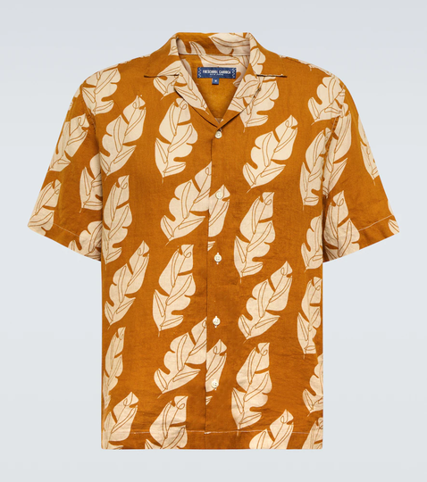 Roberto printed linen bowling shirt