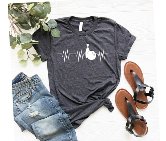 Bowling Heartbeat Shirt Funny Party Birthday Gift Team Ok