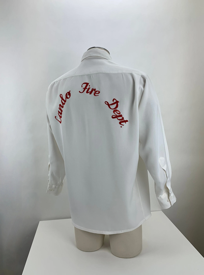 1950's Bowling Shirt - Rayon Gabardine Air Flo Loop Collar Button-Down Patch Pocket Men's Size Medium