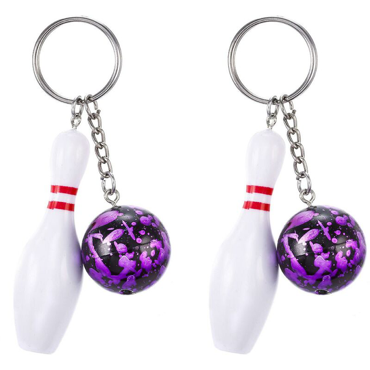 Sun Flowergb - Purple 2pcs Mini Simulation Bowling Car Keychain Accessories