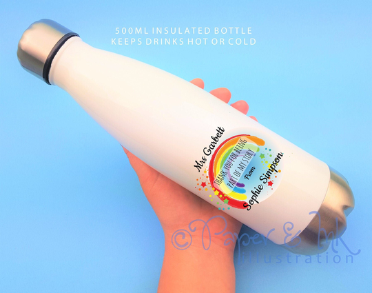 Personalised Water Bottle, Teacher Gift, Special Teacher, Rainbow Drinks Bottle