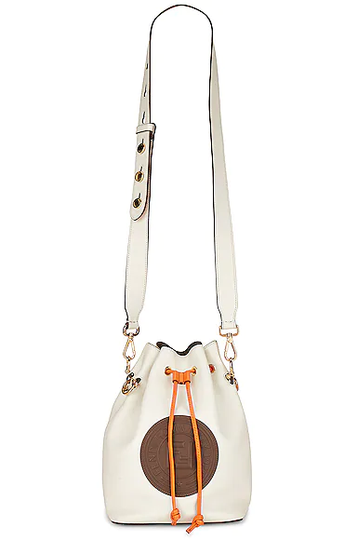 fendi Fendi FF Logo Montresor Drawstring Bowling Bag in White Brown & Orange - White. Size all.