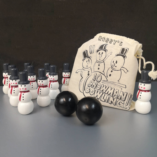 Personalised Snowman Ten Pin Bowling Kit In A Gift Bag