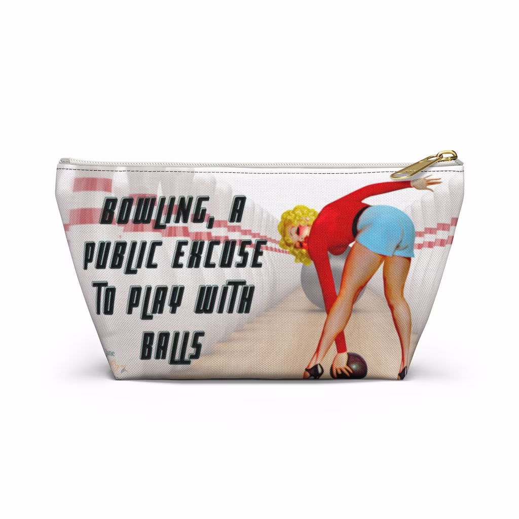 Pin-Up Girl With Bowling Ball Accessory Bag/Pouch in Two Sizes