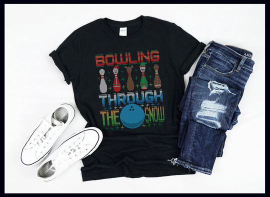 Bowling Through The Snow | Ball & Pins Ugly Christmas Sweater Gift For Bowler T-Shirt Tank Top Sweatshirt Hoodie