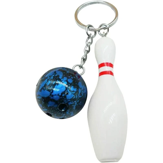 Fashion Bowling Ball Pendant Keychain Bag Car Hanging Ornament Key Ring Holder Gifts for Boy Friend Blue