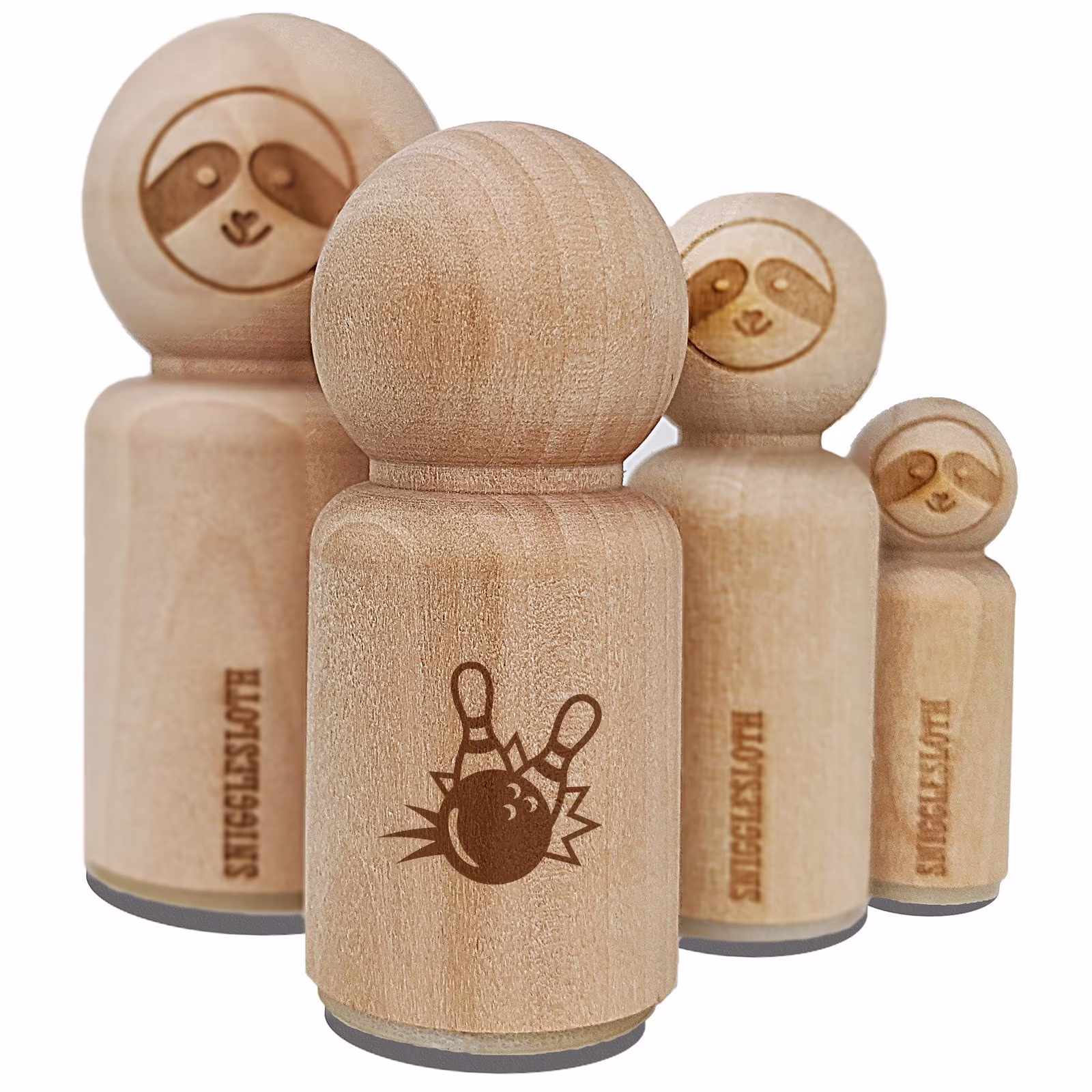 Bowling Ball Knocking Down Pins Rubber Stamp For Stamping Crafting Planners
